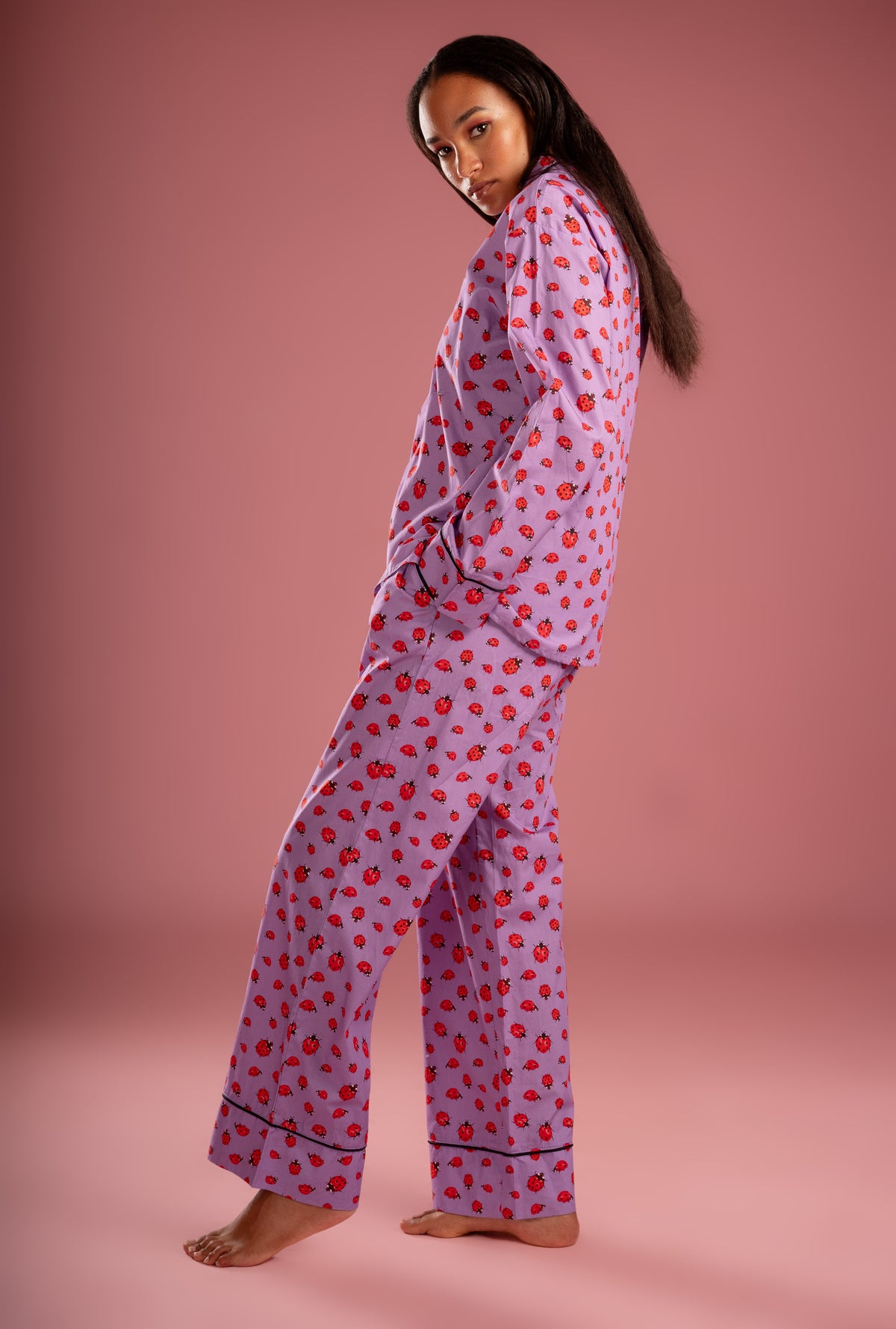 Nala Classic Pajama Set - Lilac Mini Ladybirds