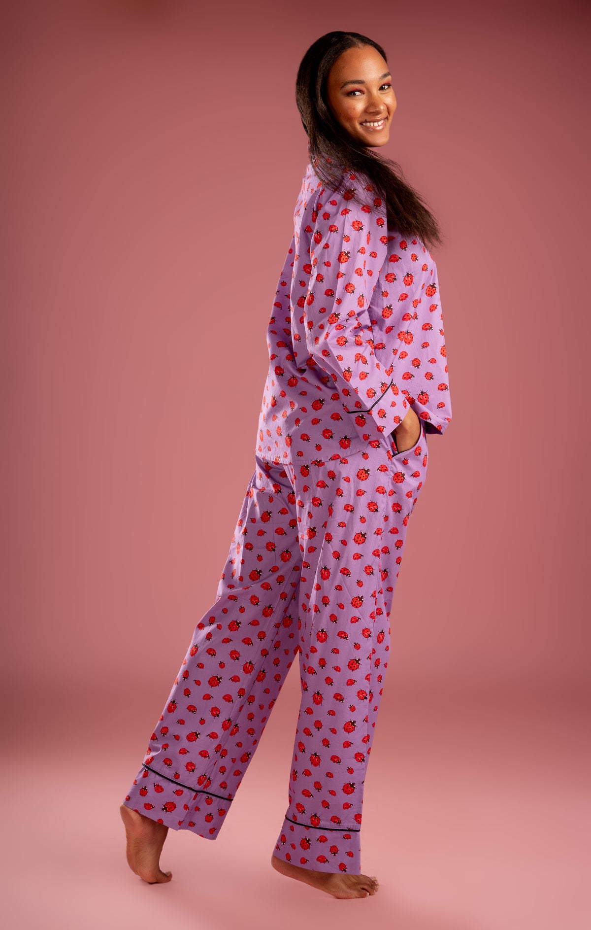 Nala Classic Pajama Set - Lilac Mini Ladybirds