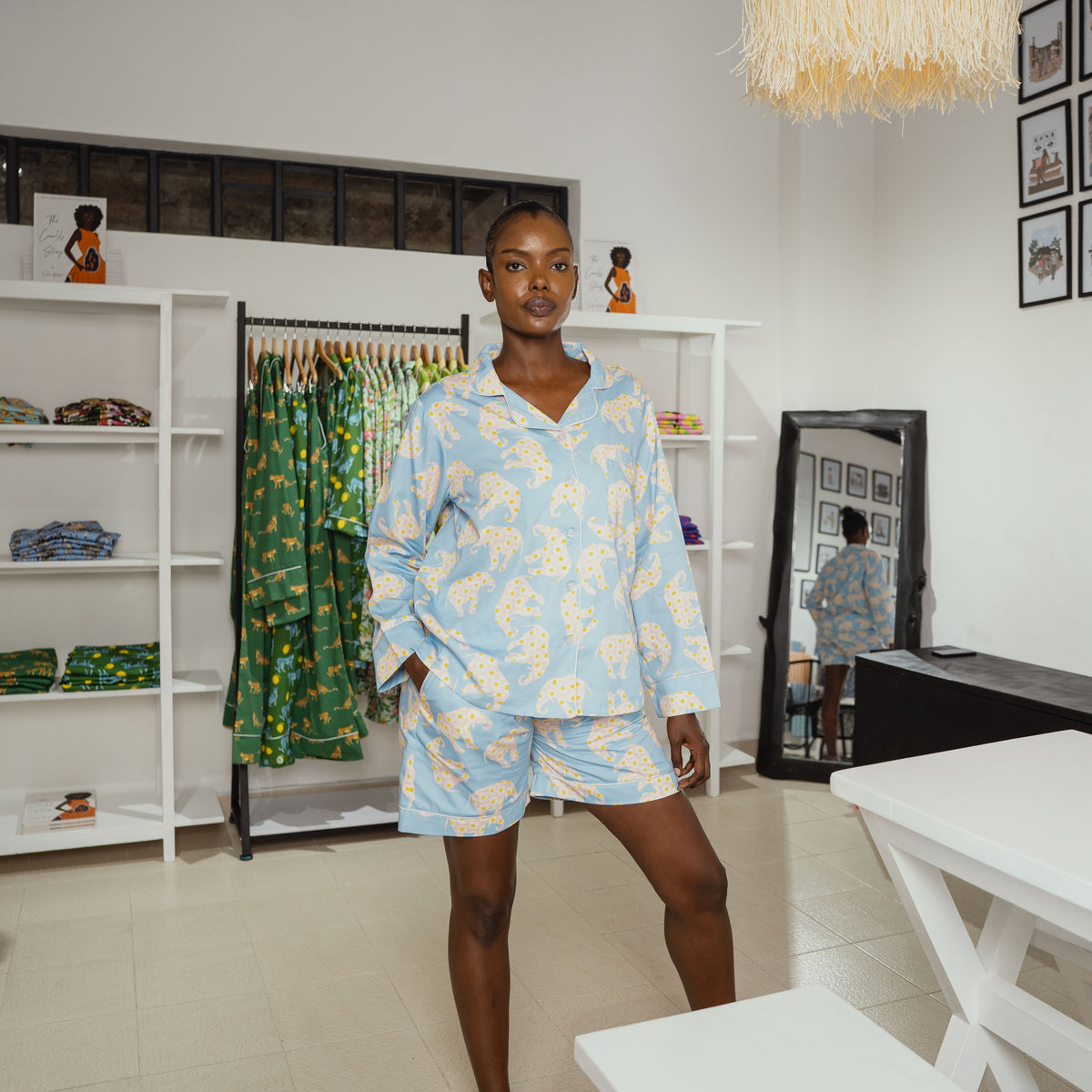 NDOTO | Pajama Shorts with Long Sleeve Shirt