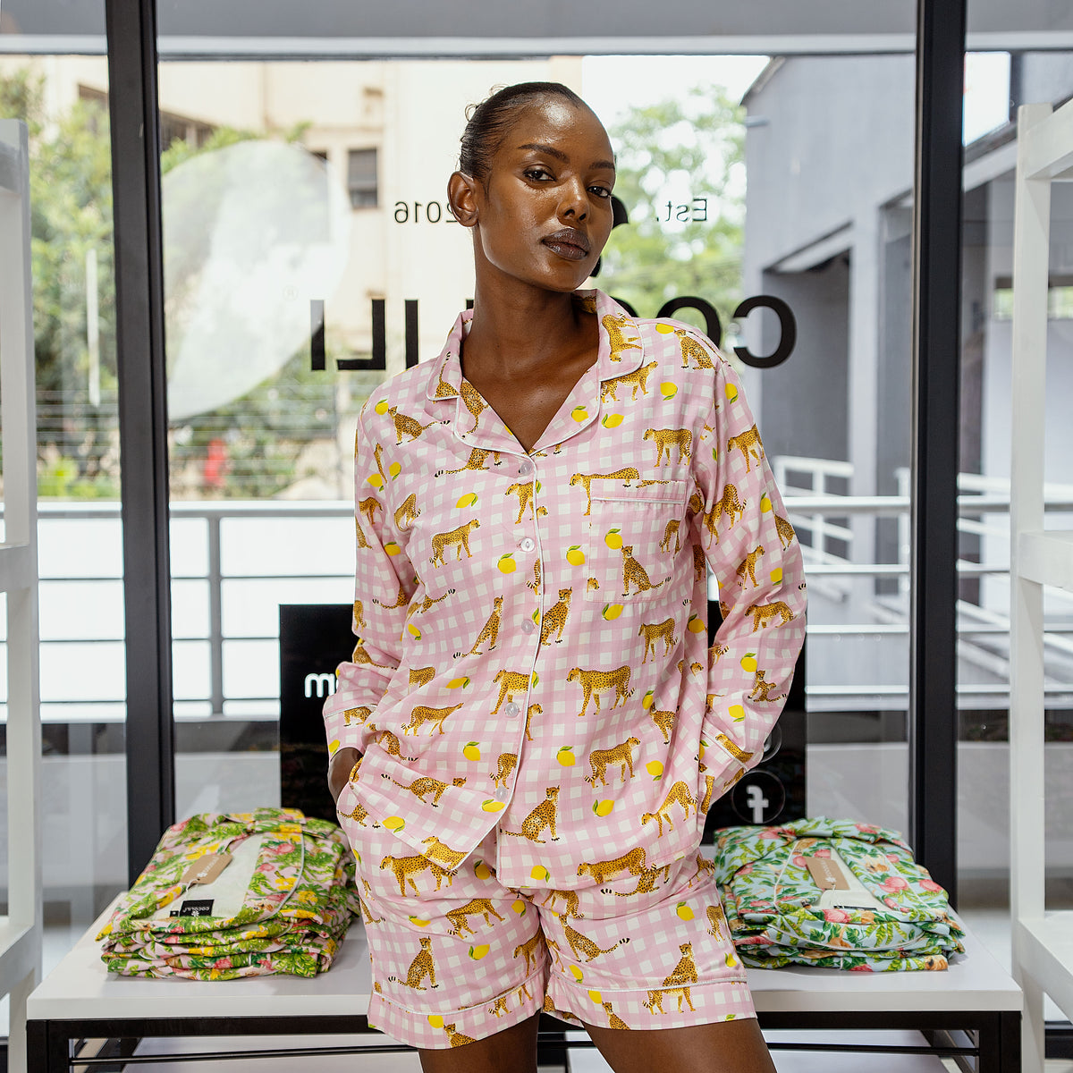 NDOTO | Pajama Shorts with Long Sleeve Shirt