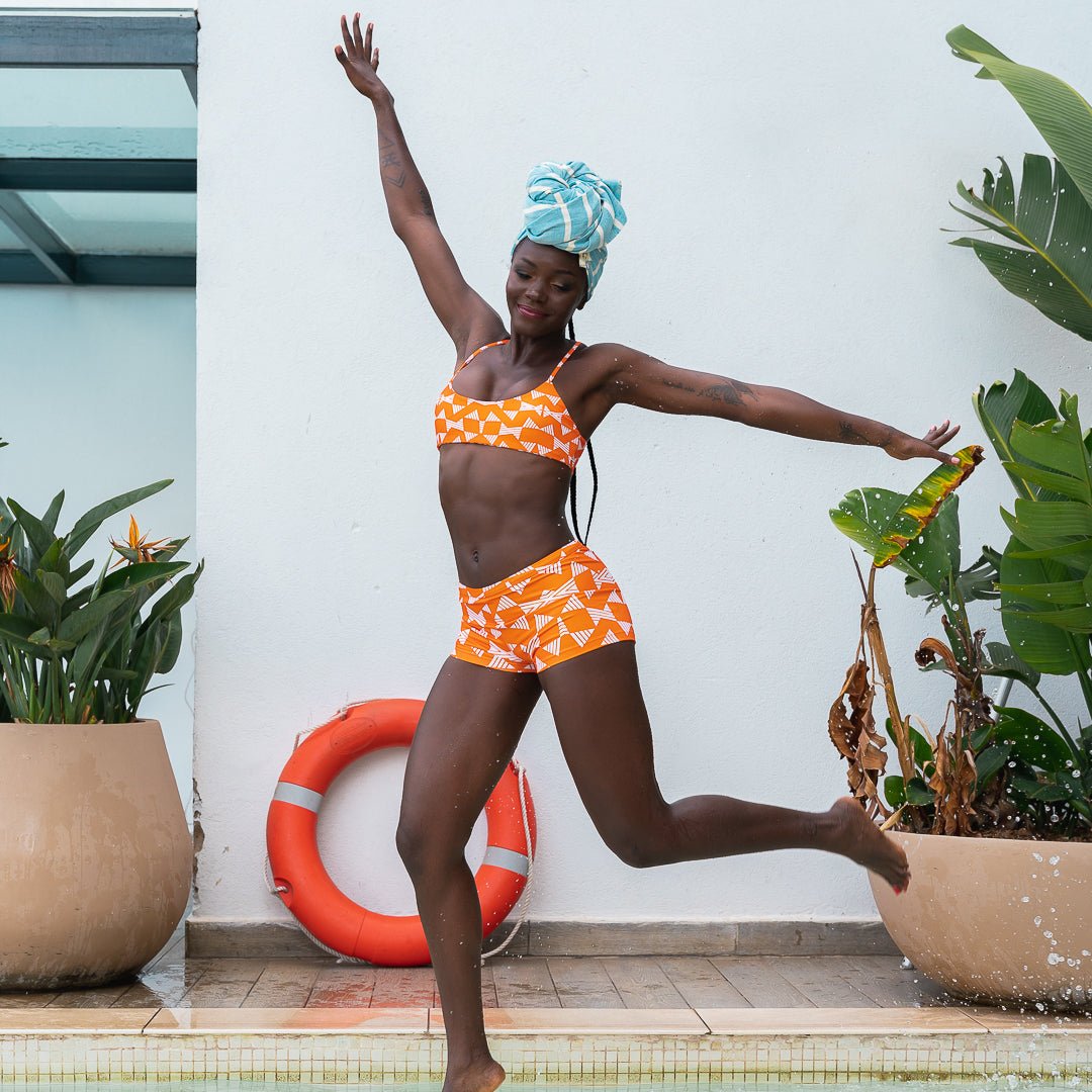 Dakar | Curved Neckline Bikini Top and Boy Shorts - CocoLiliAfrica