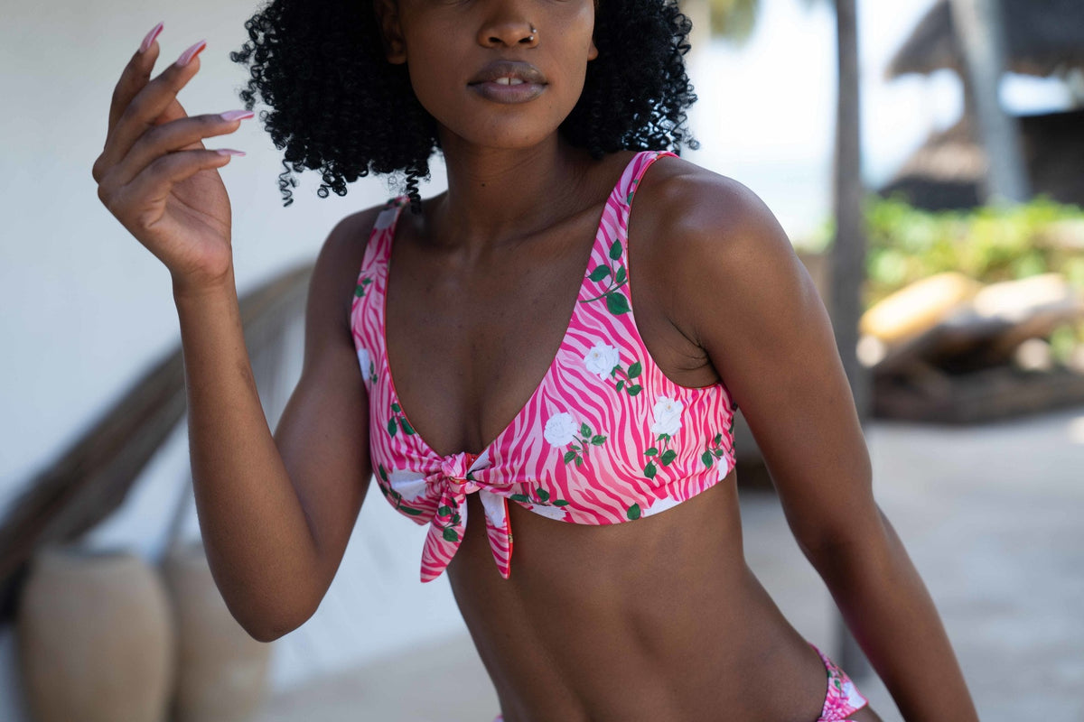 Nyali | Front Tie Bikini Top & Side Tie Bikini Bottom Reversible Set - CocoLiliAfrica